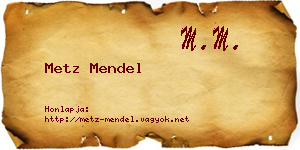 Metz Mendel névjegykártya